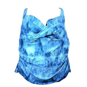Birdsong Underwire Tankini Swim Top Blue Santorini Sea Print 24G/H NWT